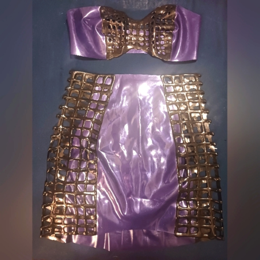 Baby Loves Latex Cage Set - Metallic Purple & Black - Size M - U.S Dress 4-6